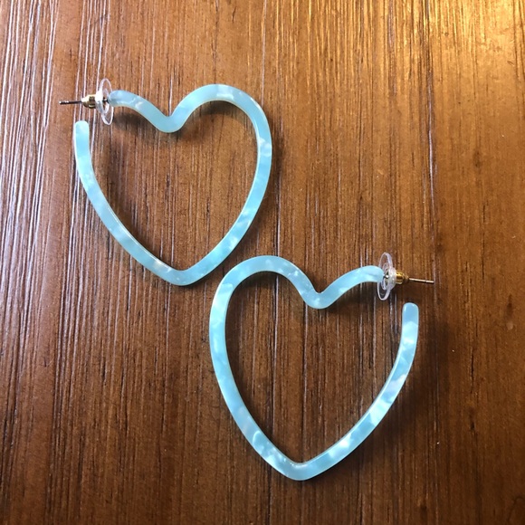 Acetate Jade Open Heart Hoop Tortoise Earrings - Picture 1 of 5